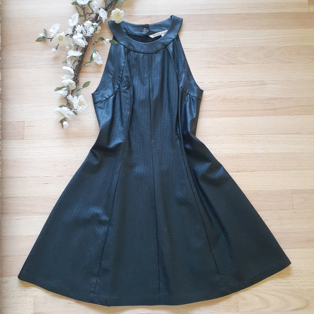 Rachel Roy Faux Leather Black Dress